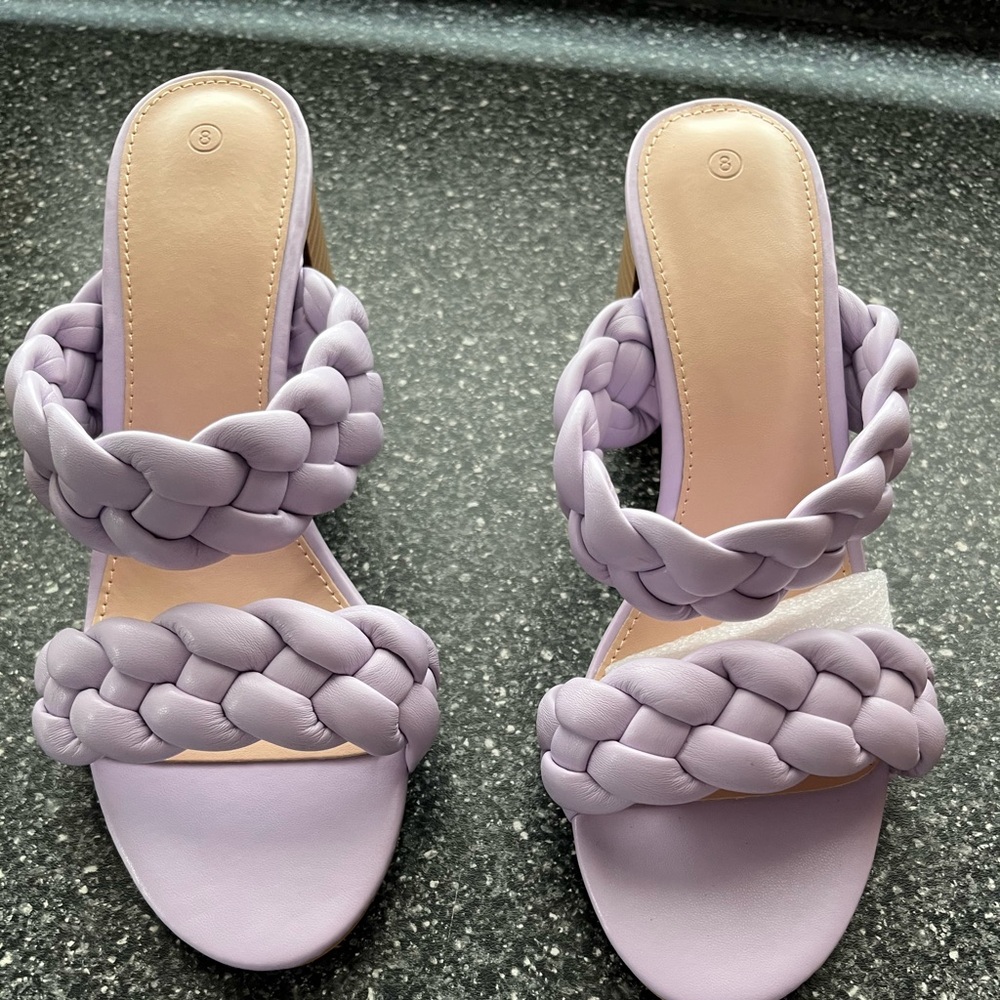 Women's braided heeled sandals black toe on block heel sandal